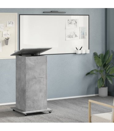 vidaXL Lectern with Wheels & Drawer Concrete Grey 55x55x107 cm Engineered Wood