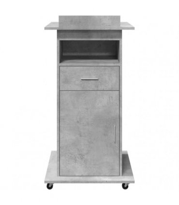 vidaXL Lectern with Wheels & Drawer Concrete Grey 55x55x107 cm Engineered Wood