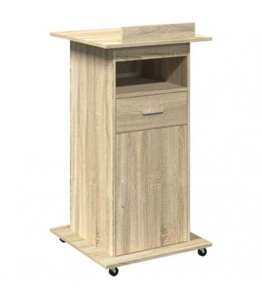 vidaXL Lectern with Wheels & Drawer Sonoma Oak 55x55x107 cm Engineered Wood