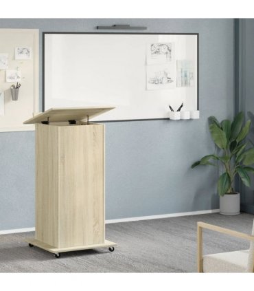 vidaXL Lectern with Wheels & Drawer Sonoma Oak 55x55x107 cm Engineered Wood
