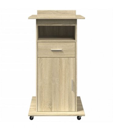 vidaXL Lectern with Wheels & Drawer Sonoma Oak 55x55x107 cm Engineered Wood