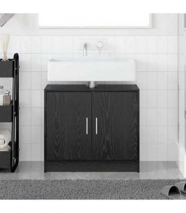 vidaXL Bathroom Cabinet Black Oak 63 x 29 x 55 cm Engineered wood
