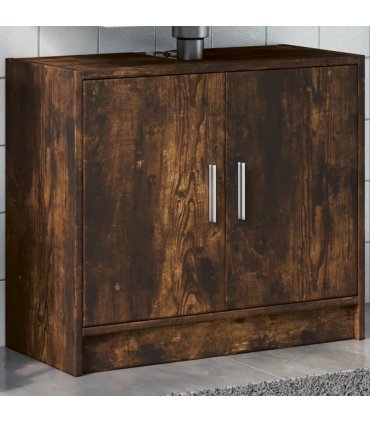 vidaXL Sink Cabinet Smoked Oak 63x29x55 cm Engineered Wood