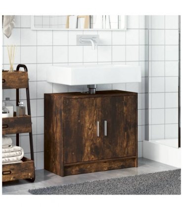 vidaXL Sink Cabinet Smoked Oak 63x29x55 cm Engineered Wood