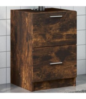 vidaXL Sink Cabinet Smoked Oak 40x37x59 cm Engineered Wood — Size: 40 x 37 x 59 cm