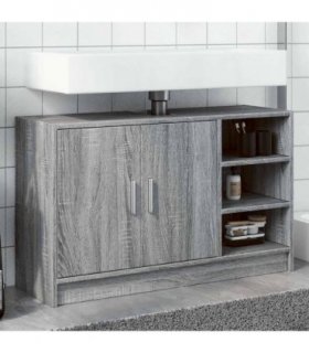 vidaXL Sink Cabinet Grey Sonoma 90x29x55 cm Engineered Wood — Size: 90 x 29 x 55 cm
