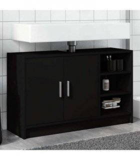 vidaXL Sink Cabinet Black 90x29x55 cm Engineered Wood — Size: 90 x 29 x 55 cm
