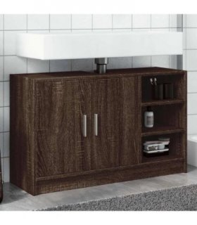 vidaXL Sink Cabinet Brown Oak 90x29x55 cm Engineered Wood — Size: 90 x 29 x 55 cm