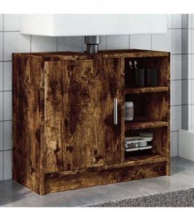 vidaXL Sink Cabinet Smoked Oak 63x29x55 cm Engineered Wood — Size: 63 x 29 x 55 cm