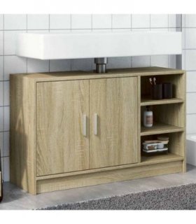 vidaXL Sink Cabinet Sonoma Oak 90x29x55 cm Engineered Wood — Size: 90 x 29 x 55 cm