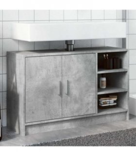 vidaXL Sink Cabinet Concrete Grey 90x29x55 cm Engineered Wood — Size: 90 x 29 x 55 cm