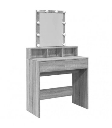 vidaXL Dressing Table with LED Grey Sonoma 80x41x144.5 cm