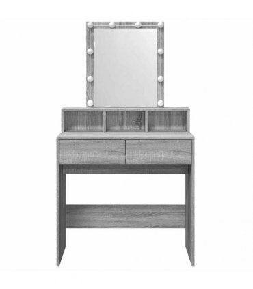 vidaXL Dressing Table with LED Grey Sonoma 80x41x144.5 cm