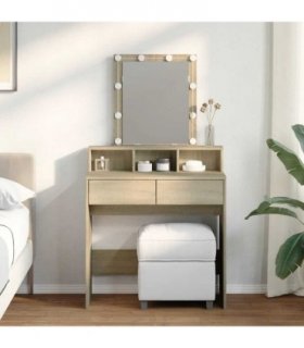 vidaXL Dressing Table with LED Sonoma Oak 80x41x144.5 cm