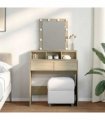 vidaXL Dressing Table with LED Sonoma Oak 80x41x144.5 cm