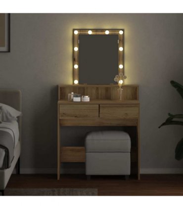 vidaXL Dressing Table Artisan oak 80 x 41 x 144.5 cm Engineered wood