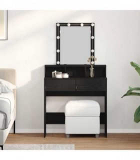 vidaXL Dressing Table Black oak 80 x 41 x 144.5 cm Engineered wood