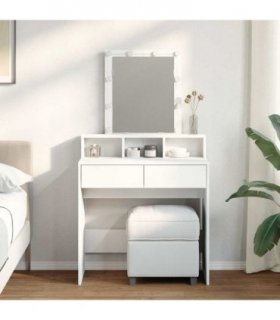 vidaXL Dressing Table with LED White 80x41x144.5 cm