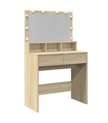 vidaXL Dressing Table with LED Sonoma Oak 80x41x134.5 cm
