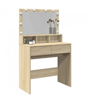 vidaXL Dressing Table with LED Sonoma Oak 80x41x134.5 cm