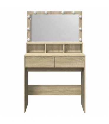vidaXL Dressing Table with LED Sonoma Oak 80x41x134.5 cm