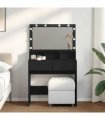 vidaXL Dressing Table with LED Black 80x41x134.5 cm