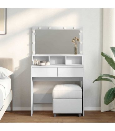 vidaXL Dressing Table with LED White 80x41x134.5 cm