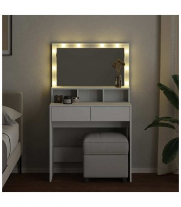 vidaXL Dressing Table with LED White 80x41x134.5 cm