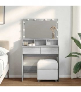 vidaXL Dressing Table with LED Grey Sonoma 80x41x134.5 cm