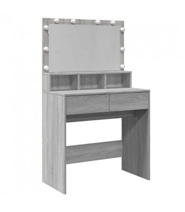 vidaXL Dressing Table with LED Grey Sonoma 80x41x134.5 cm