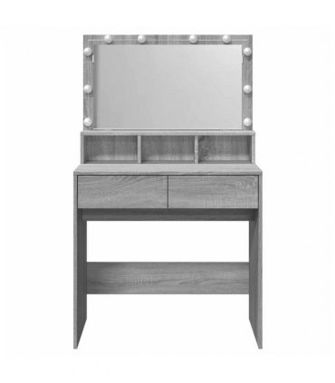 vidaXL Dressing Table with LED Grey Sonoma 80x41x134.5 cm