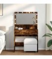 vidaXL Dressing Table with LED Smoked Oak 80x41x134.5 cm