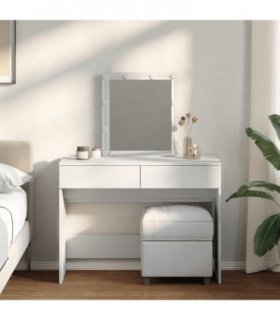 vidaXL Dressing Table with LED White 100x40x130 cm