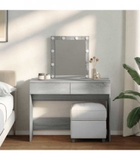 vidaXL Dressing Table with LED Grey Sonoma 100x40x130 cm