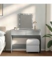 vidaXL Dressing Table with LED Grey Sonoma 100x40x130 cm