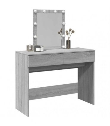 vidaXL Dressing Table with LED Grey Sonoma 100x40x130 cm