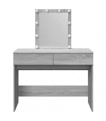 vidaXL Dressing Table with LED Grey Sonoma 100x40x130 cm
