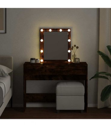 vidaXL Dressing Table with LED Smoked Oak 100x40x130 cm