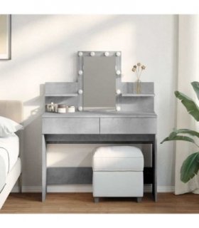 vidaXL Dressing Table with LED Concrete Grey 100x40x130 cm — V0672051006