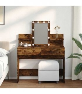 vidaXL Dressing Table with LED Smoked Oak 100x40x130 cm — V0672051009