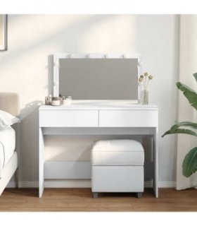 vidaXL Dressing Table with LED White 100x40x120 cm