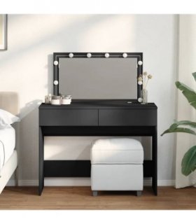 vidaXL Dressing Table with LED Black 100x40x120 cm