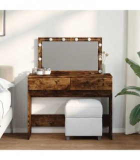 vidaXL Dressing Table with LED Smoked Oak 100x40x120 cm