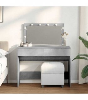 vidaXL Dressing Table with LED Concrete Grey 100x40x120 cm