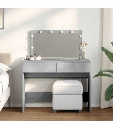 vidaXL Dressing Table with LED Concrete Grey 100x40x120 cm