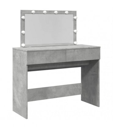 vidaXL Dressing Table with LED Concrete Grey 100x40x120 cm