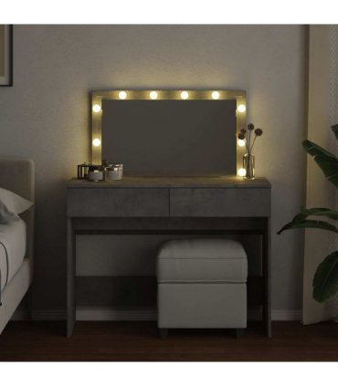 vidaXL Dressing Table with LED Concrete Grey 100x40x120 cm