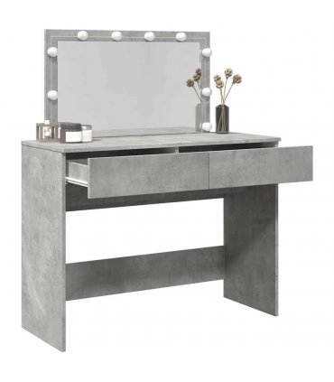 vidaXL Dressing Table with LED Concrete Grey 100x40x120 cm