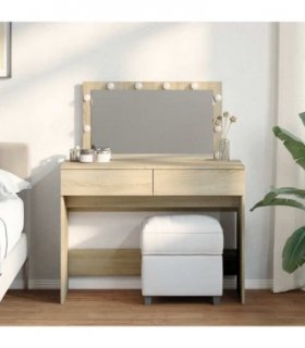 vidaXL Dressing Table with LED Sonoma Oak 100x40x120 cm