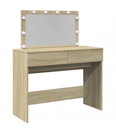 vidaXL Dressing Table with LED Sonoma Oak 100x40x120 cm